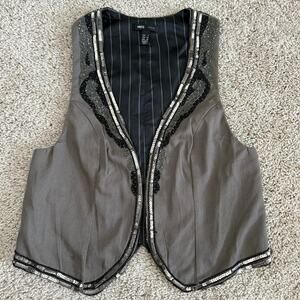 Women’s Cotton Glass Beaded Vest - Small - Statement Maximalist Chic Luxe